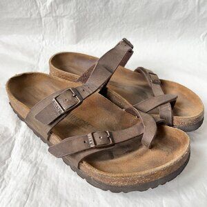 Birkenstock sandals Mayari Mocha felt straps toe loop 37 6 6.5 Wide birko flor